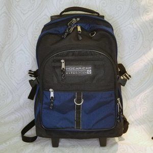 InGear.Exp International Expedition Black Navy Blue Rolling Backpack Luggage